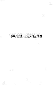 Cover of: Notitia dignitatum by Otto Seeck