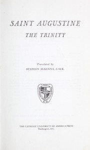 Cover of: Fathers of the Church: Saint Augustine : The Trinity (Fathers of the Church)