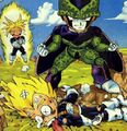 Vegeta levando mais uma surra depois de deixar o Cell se tornar perfeito.