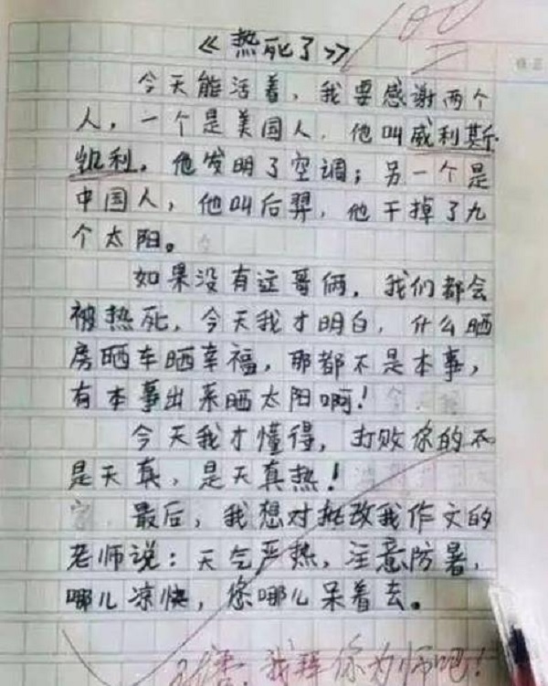 小学生作为（网络图片）