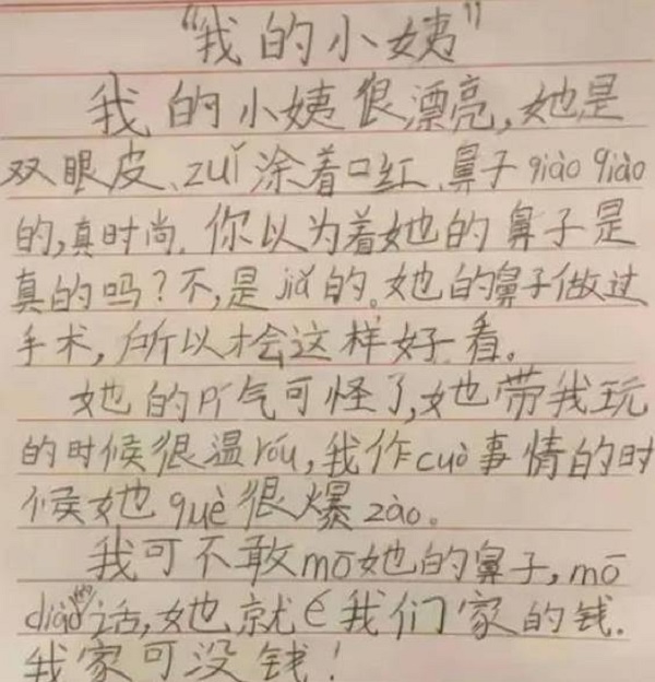 小学生作为（网络图片）