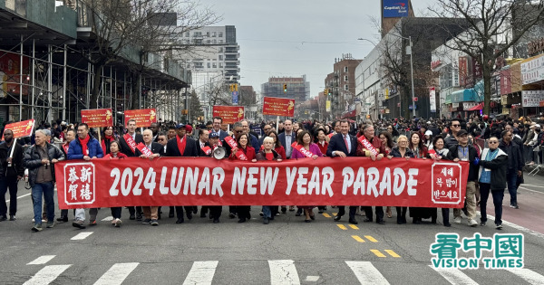 2024年2月10日，中国龙年大年初一，美国纽约市华人社区法拉盛举行盛大庆祝新年游行