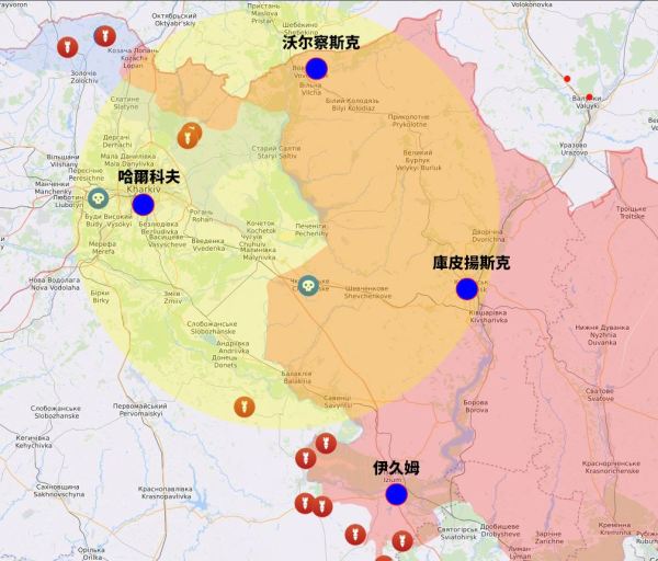 烏克蘭東部的哈爾科夫地區，海瑪斯的75公里的打擊範圍。