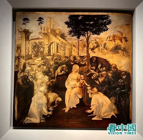 达芬奇作品《三王来朝》（Adoration of the Magi）。