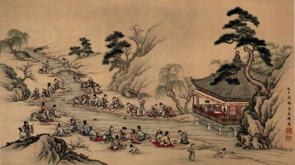 兰亭曲水图，山本若麟绘，1790年，绢本着色