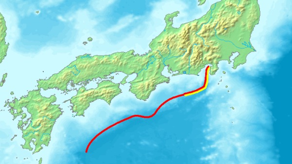 日本南海海槽（Nankai Trough）位置示意圖