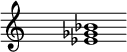 
\relative c'{
\override Staff.TimeSignature #'stencil = ##f
\cadenzaOn s1 <es ges b> s1 \cadenzaOff
}
