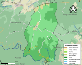 Carte en couleurs présentant l'occupation des sols.