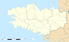 Mapa konturowa Bretanii, w centrum znajduje się punkt z opisem „La Forges”