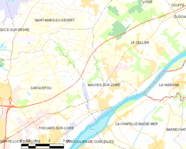 Mapa obce Mauves-sur-Loire