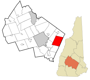 Location in Merrimack County and the state of New Hampshire