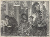 Japana artisto labore, 1886, grafito sur papero, Nacia Galerio de Arto