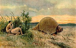 Pintura de um Gliptodonte por Heinrich Harder ca. 1920