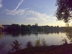 Looking towards central Tours from the north bank of the Loire, adjacent to the Pont Mirabeau.