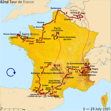 Route of the 1995 Tour de France