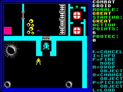 The 1986 game Rebelstar on the ZX Spectrum, an early example of the turn based tactics genre.