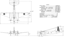 3-view line drawing of the Douglas B-23 Dragon