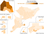 Support for New Democratic Party candidates by riding