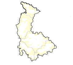 Mapa konturowa kraju ołomunieckiego, na dole znajduje się punkt z opisem „Věrovany”