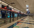 The first generation of platform screen doors at Marina Bay station, on the North South line