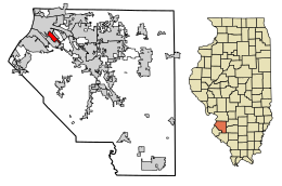 Location of Alorton in St. Clair County, Illinois.