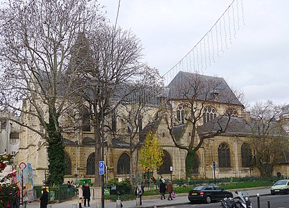 South side of the church, hidden by trees