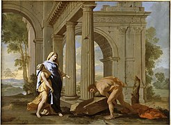 Teseo encuentra la espada de su padre, de Nicolas Poussin, 1638.