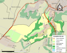 Carte en couleurs présentant l'occupation des sols.