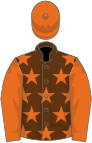 Brown, orange stars, sleeves and cap