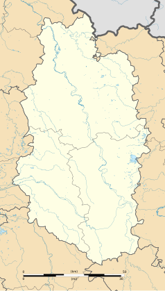 Mapa konturowa Mozy, na dole nieco na prawo znajduje się punkt z opisem „Laneuville-au-Rupt”