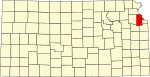 State map highlighting Leavenworth County