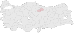 Location of Tokat within Turkey.