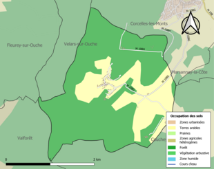 Carte en couleurs présentant l'occupation des sols.