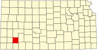 Map of Kanzas highlighting Haskell County