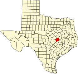 Milam County na mapě Texasu