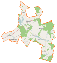 Mapa konturowa gminy Marianowo, po prawej nieco na dole znajduje się punkt z opisem „Wiechowo”