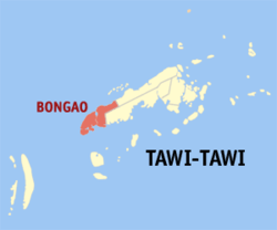 Map of Tawi-Tawi with Bongao highlighted