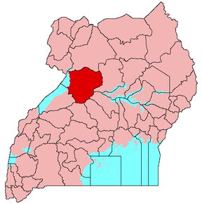 Harta districtului Masindi în cadrul Ugandei