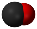 Space-filling model of the carbon monoxide molecule