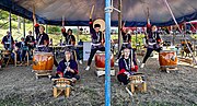 Die Taiko Gruppe Akaishi Daiko Freiburg e. V. im Hügelzelt