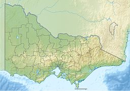 A map of Victoria with a mark indicating the location of Shallow Inlet