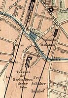 Berlin Dresdener Bahnhof auf einem Plan von 1875