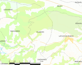 Mapa obce Planèzes