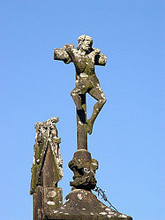 The bad robber. There is a demon at the base of the cross ready to take his soul to hell