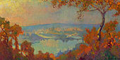 Rouen, vue de la Seine, huile sur toile, 48,9 × 94 cm