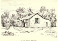 Illustration of the Fort Church, Bangalore (1912), from Rev. Frank Penny's Book 'The Church in Madras, Volume II'.[21] The Church was moved during the construction of the Vani Vilas Hospital and is now the St. Luke's Church, Chamrajpet.[17]