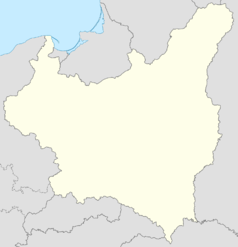 Mapa konturowa Polski w 1939, w prawym górnym rogu znajduje się punkt z opisem „Skurdalino”