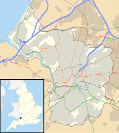 Mapa konturowa Bristolu, blisko centrum na prawo znajduje się punkt z opisem „Easton”