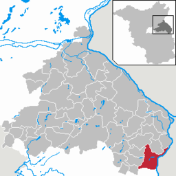 Läget för staden Lebus i Landkreis Märkisch-Oderland
