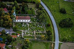 Listerby kyrka från ovan